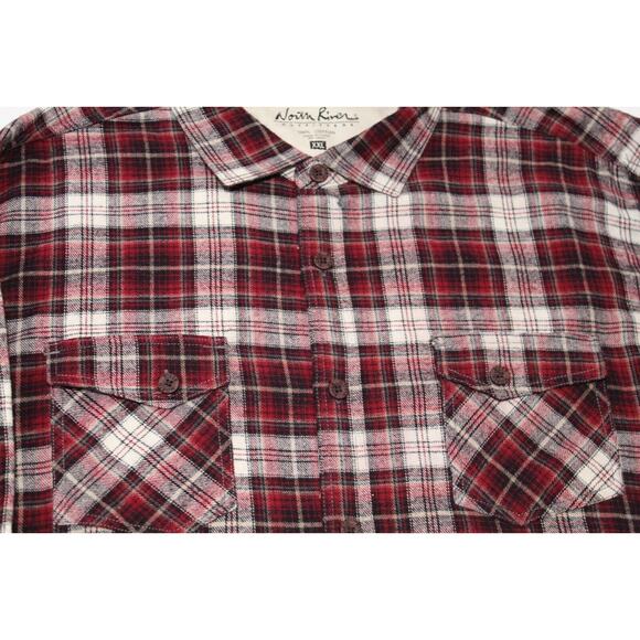 North River Men's XXL Red Tartan Plaid Button-up LS Flannel Shirt XXL Outdoors - Picture 6 of 13